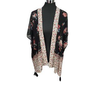 Xhilaration Black Floral Duster Small‎ Kimono black